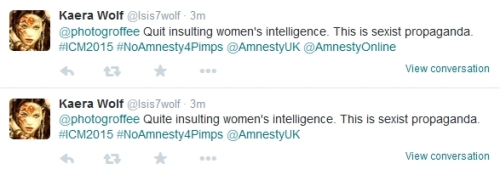 2015 08 09 Kaera Wolf @Isis7wolf quit quite “sexist propaganda” [1]
